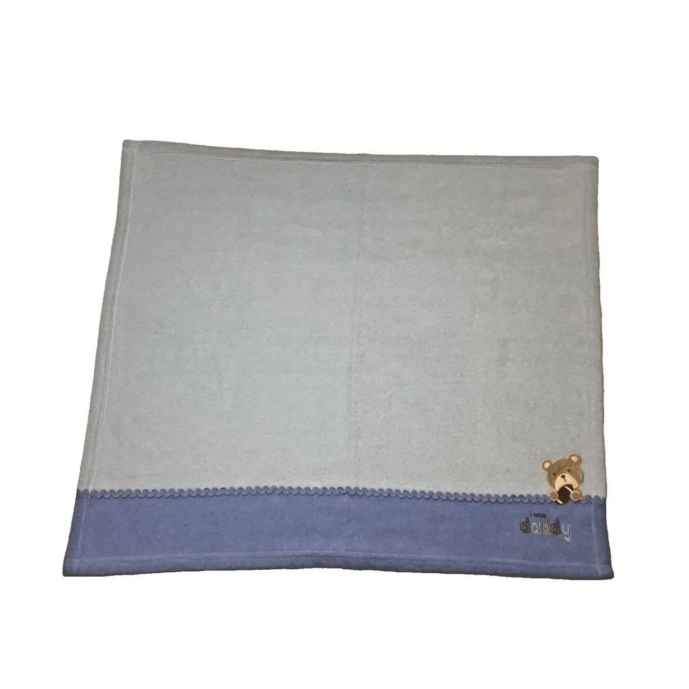 Carters Child Of Mine Baby Blanket Blue Teddy Bear I LOVE DADDY Fleece Lovey